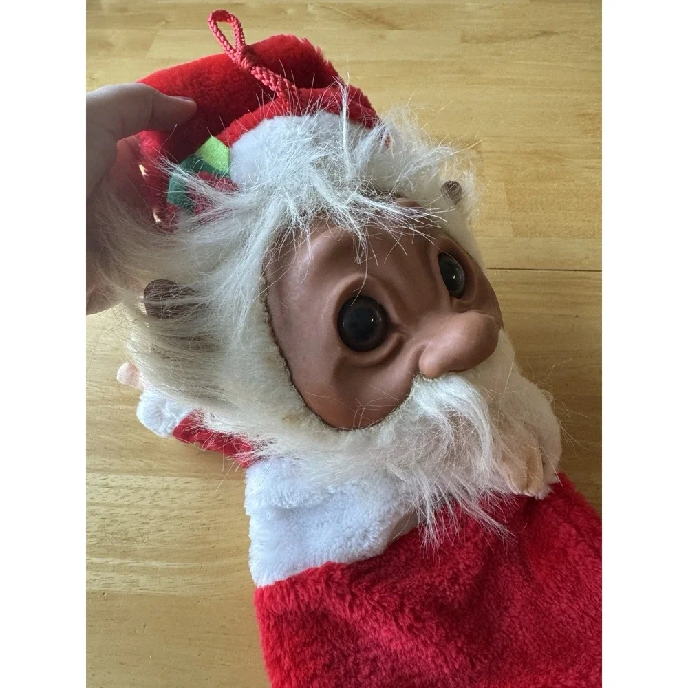 Santa Norfin Troll Doll Big Head White Beard Christmas Stocking Smithy VTG